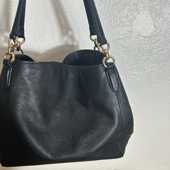 Coach Bags Coach F8268 Black Pebbled Leather Hallie Shoulder Bag